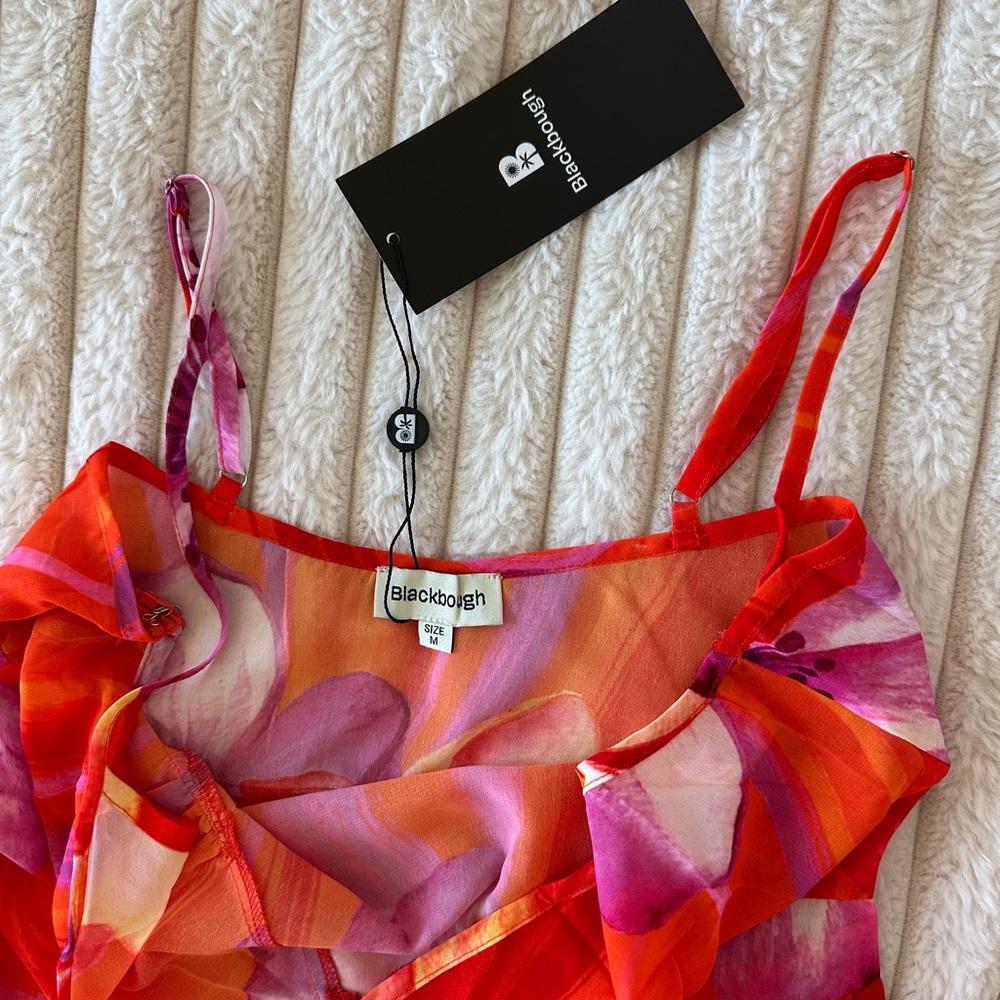 NWT Blackbough Bridget Sheer Sun Dress - Spritz - Asymmetrical Ruffled Slip - Picture 10 of 17